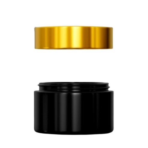 Pot plastique noir mat avec couvercle doré - Packaging cosmétique