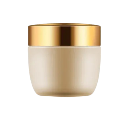 Pot plastique nacré beige avec couvercle doré - Packaging cosmétique